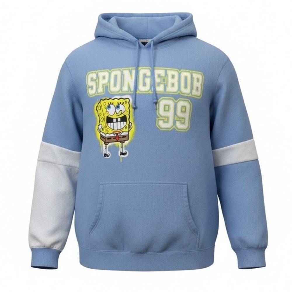 Nickelodeon Men‎ Hoodie 2XL Blue SpongeBob SquarePants Graphic Streetwear Y2K